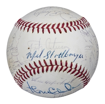 1972 New York Yankees Team Signed OAL Cronin Baseball With 25 Signatures Including Thurman Munson (PSA/DNA)
